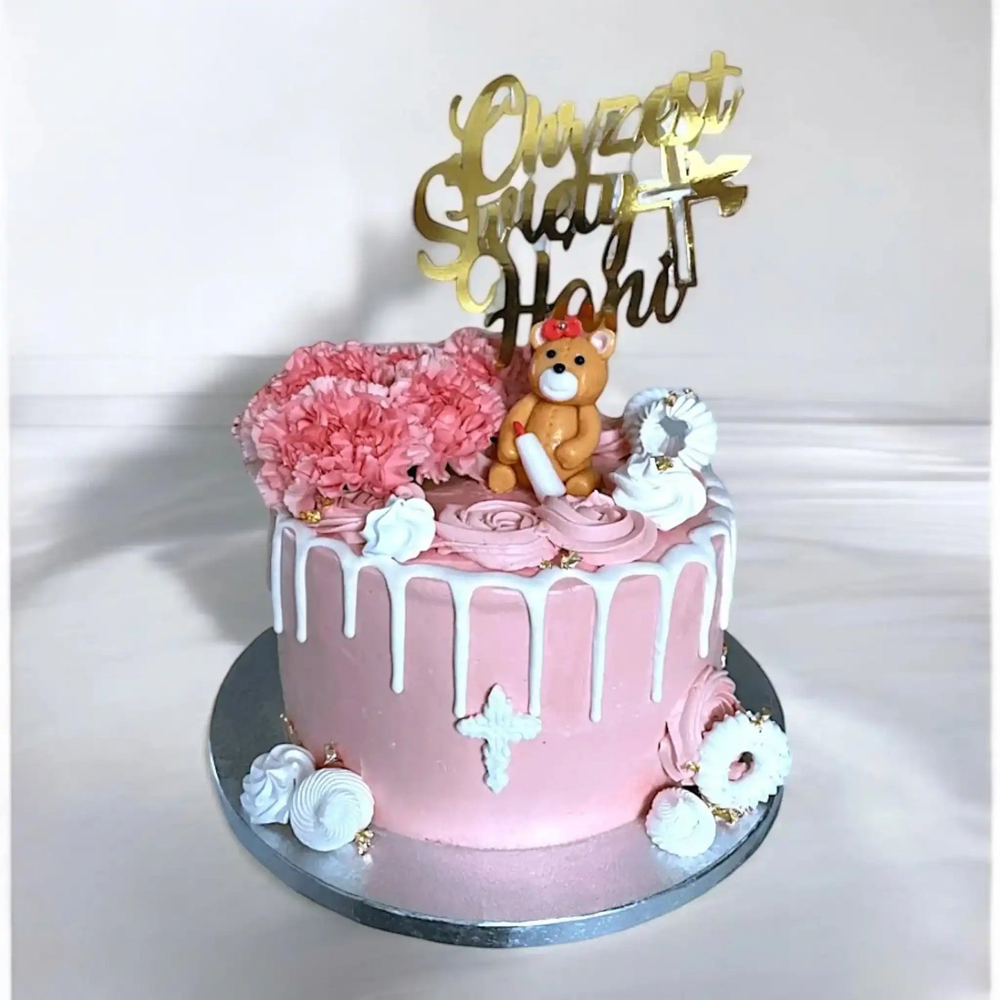 Christening cake with tedy bear - Naturally_deliciousss