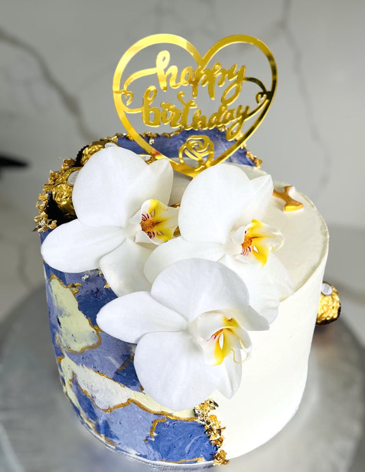 Birthday cake -blue and gold - Naturally_deliciousss