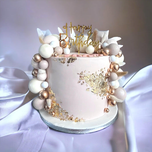 Birthday Cake with balls and gold - Naturally_deliciousss