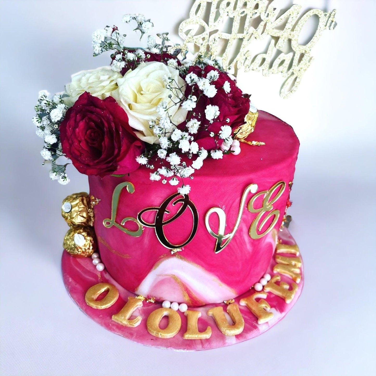 Pink marble birthday cake - Naturally_deliciousss