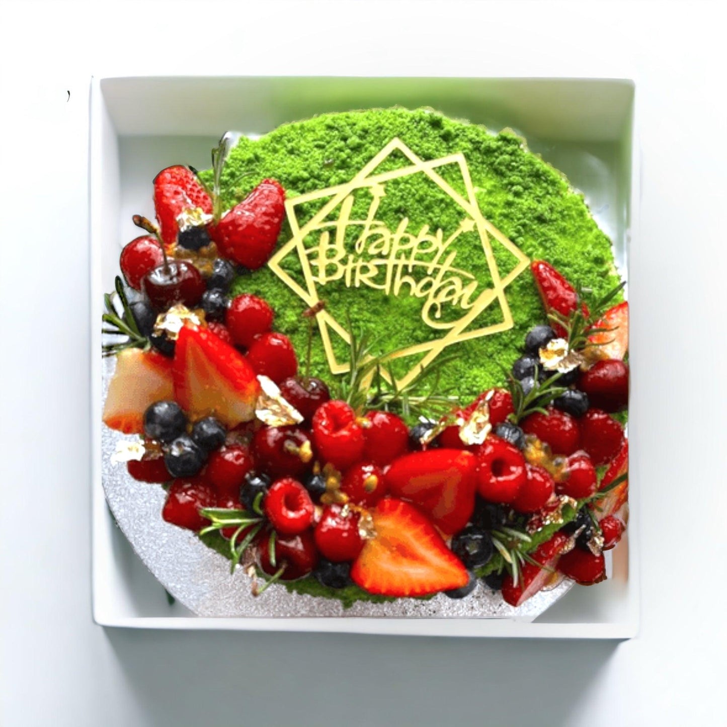Spinach raspberries -birthday cake - Naturally_deliciousss